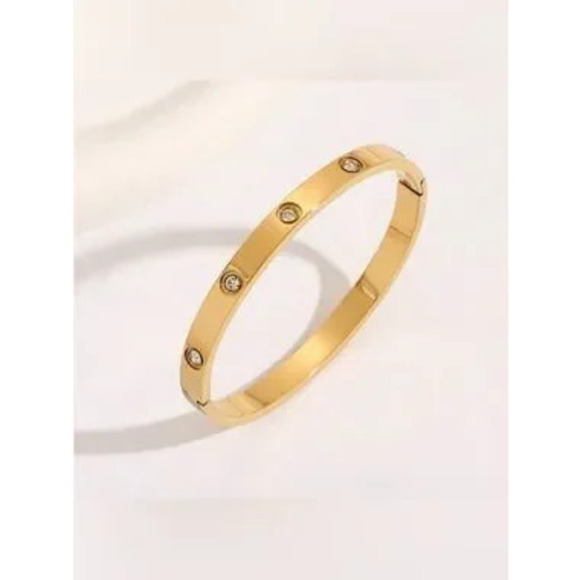 Jewelry - Gold Stainless Steel Crystal Bangle Bracelet Gift Dainty